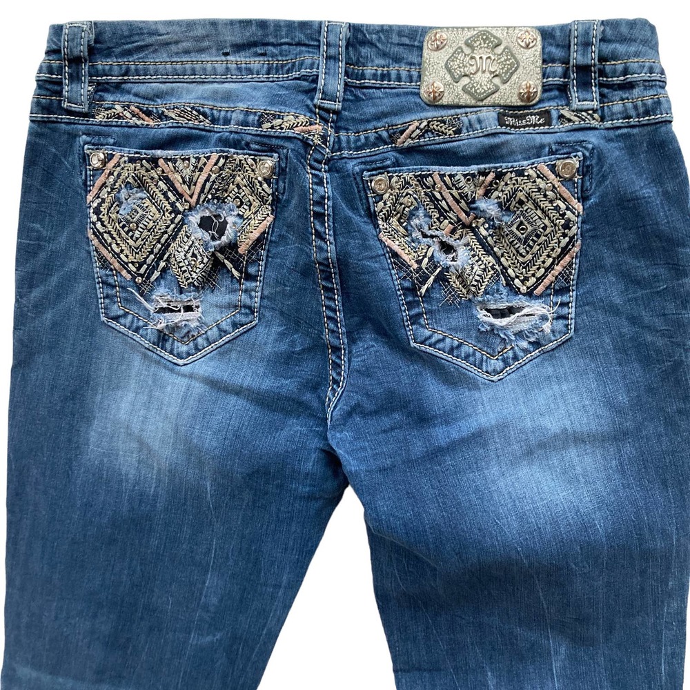 Miss Me Distressed Patchwork Pocket Jeans